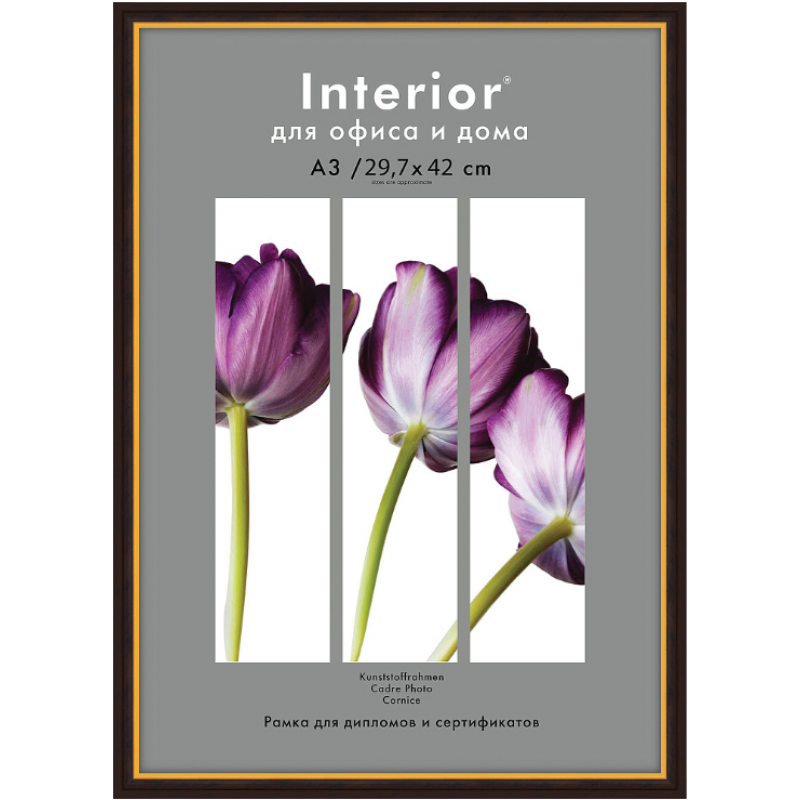Рамка 29.7x42 см, пластик со стеклом, багет 14мм, красное дерево