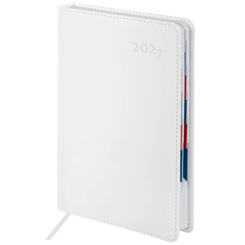 Ежедневник датированный 2027, А5, 148х218 мм, GALANT "White", под кожу, белый